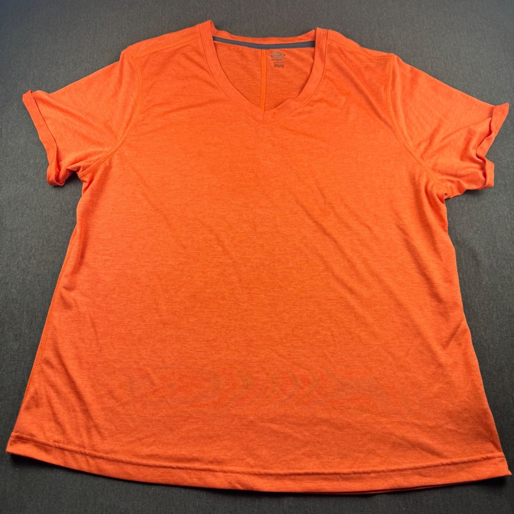 Athletic Works Womens Orange Heather V-Neck Short Sleeve Activewear Tee XL 16-18